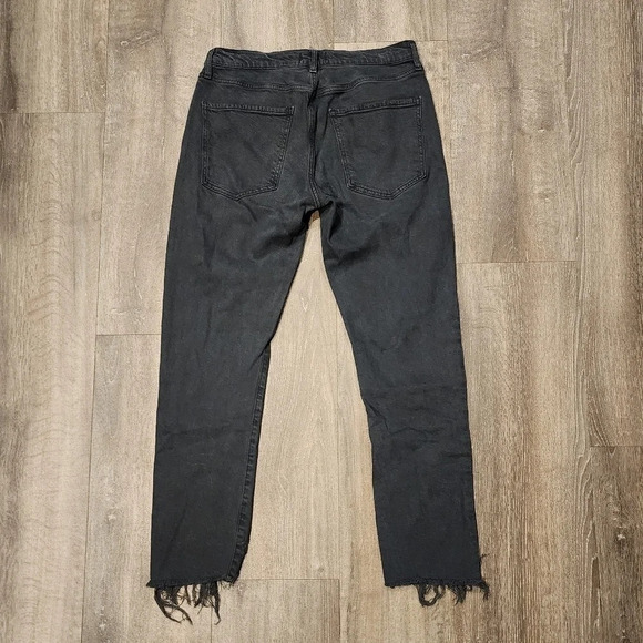 Agolde Toni Mid Rise Raw Hem Straight Leg Black Jean - Picture 6 of 7